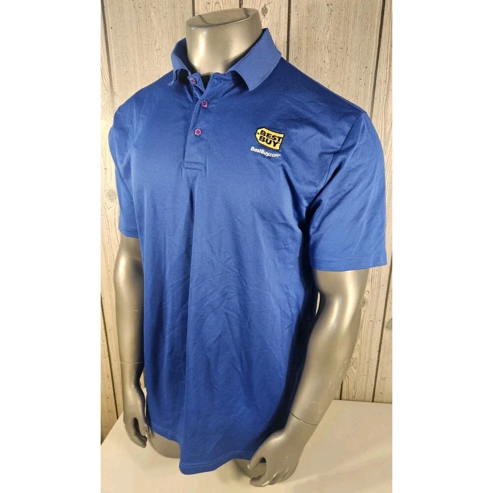 Best Buy Store Employee Polo Shirt Mens 2XLT Blue Workwear Tall